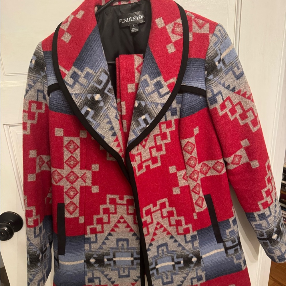 Pendleton Red and Blue Geometric Coat